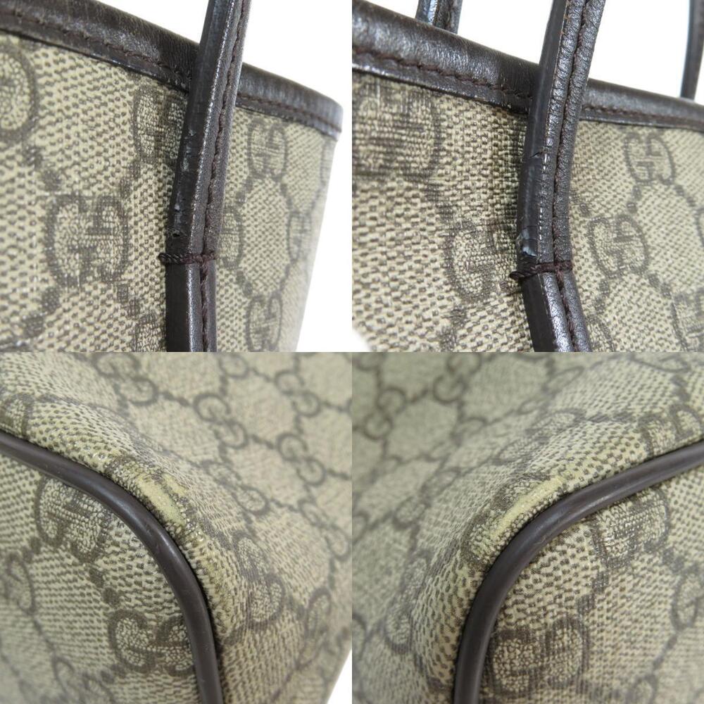 Gucci GG Supreme 2way Convertible Tote featuring brown leather - Picture 9 of 11